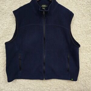 Eddie Bauer Mens Full Zip Fleece Vest Size XXL‎ Navy Outdoor Casual Layering